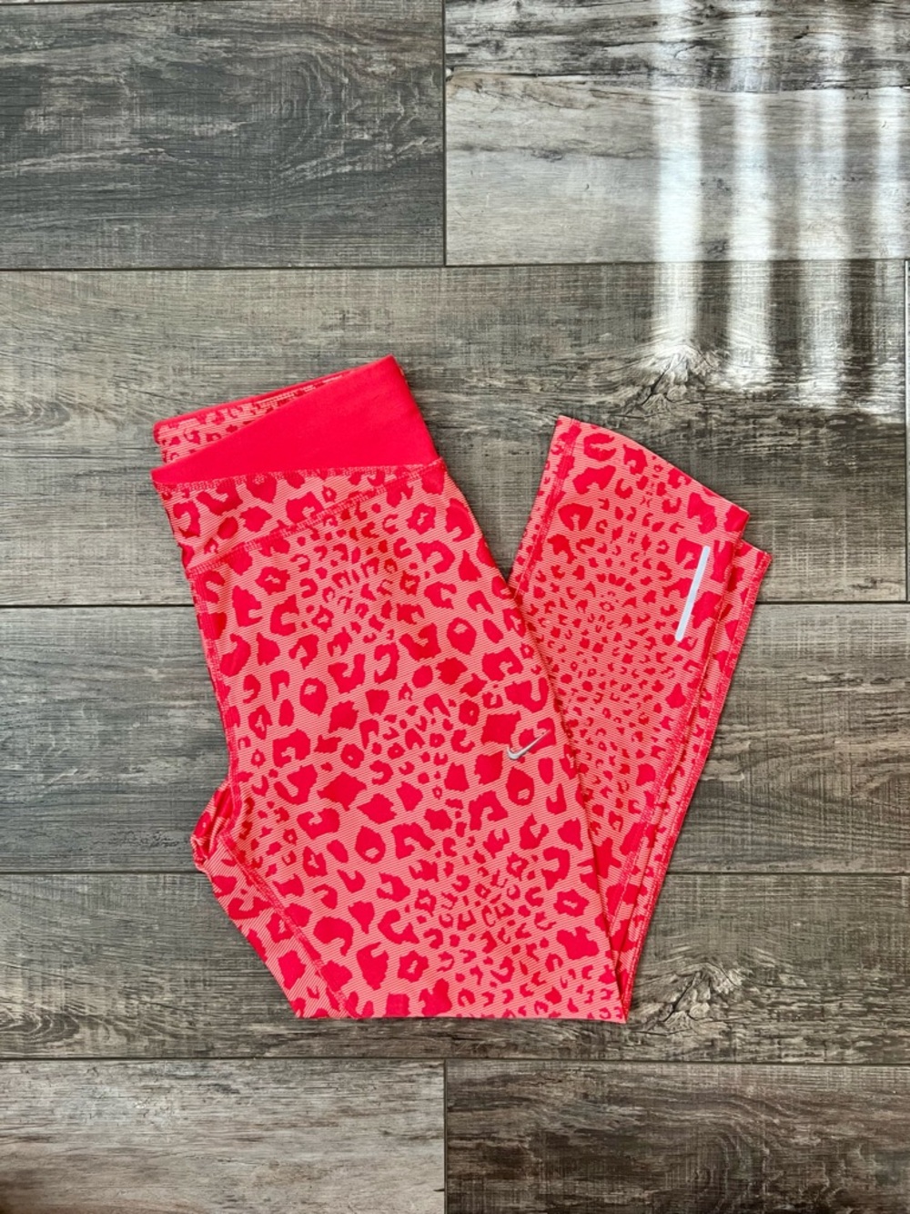 Nike Pink Red Leopard Print Active Leggings